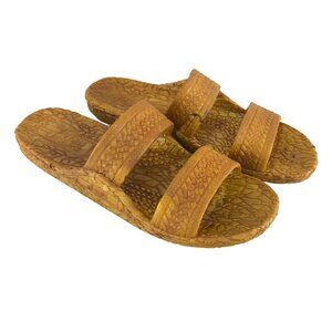 J Slips Womens Sandals Flip Flops Rubber Textured Brown Slides Size S 6